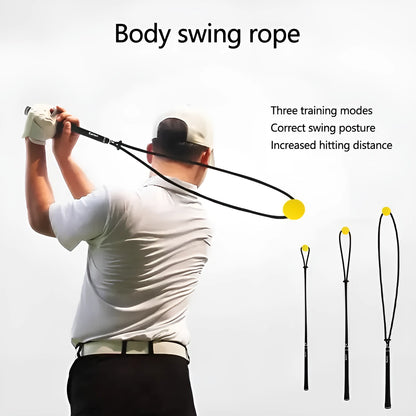Black silicone elastic golf swing training rope for physical correction practice