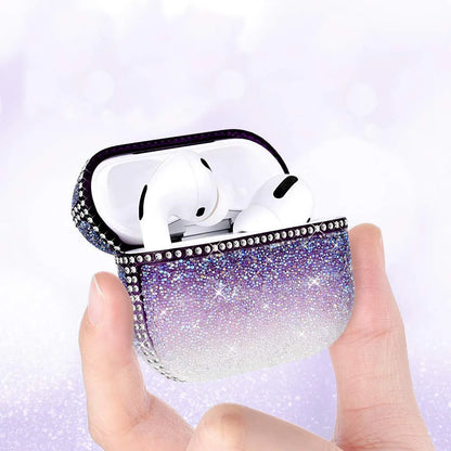 TPU soft rubber rhinestone earphone protective cover for AirPods Pro in gradient black, gradient purple or Turkey blue