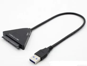 Black USB 3.0 to SATA 7+15 pin adapter cable for connecting 2.5 and 3.5 inch hard drives to a computer.