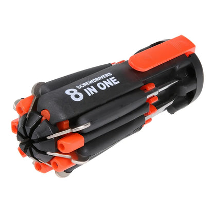 8-in-1 multifunctional screwdriver set with LED light, 12.50 cm long, including slotted and Phillips bits 1.8-6.0mm for repairs