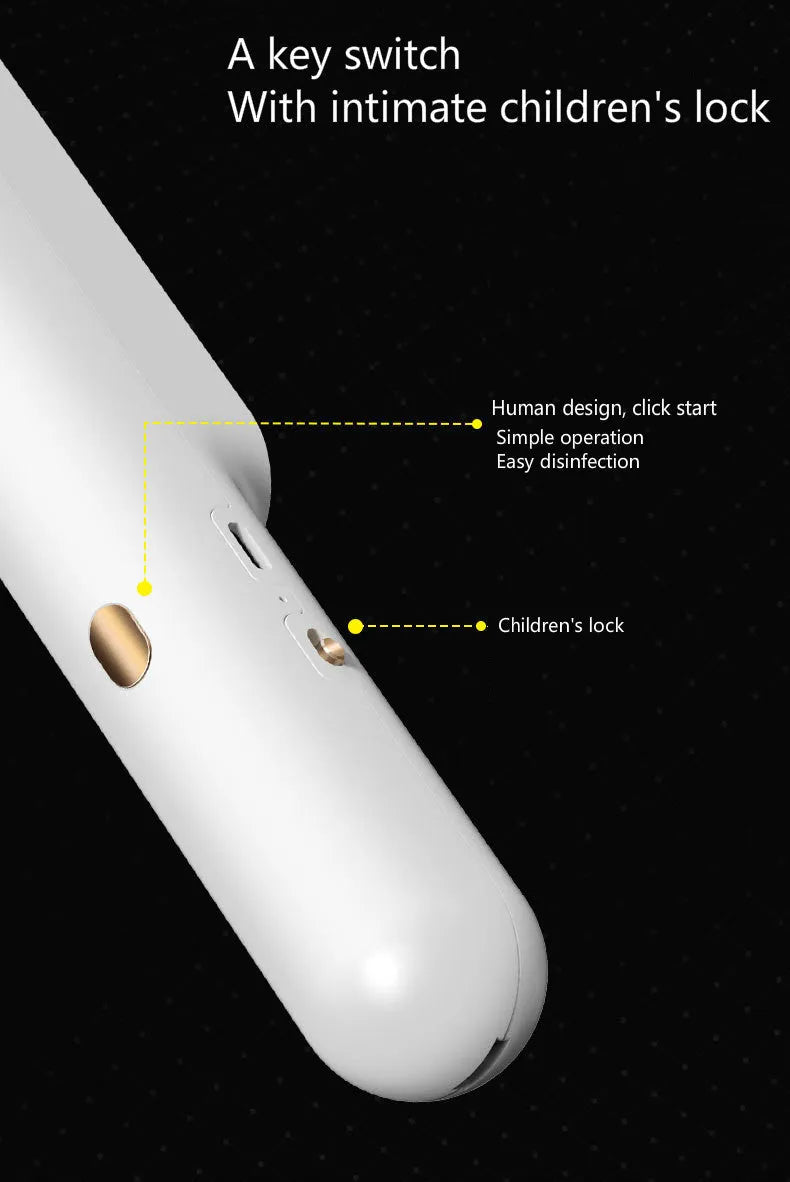 Handheld UV steriliser lamp 265nm rechargeable Type-C, pink and white, 219x34x40mm