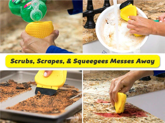 3-in-1 Sponge Hero silicone kitchen cleaning tool with built-in soap dispenser
