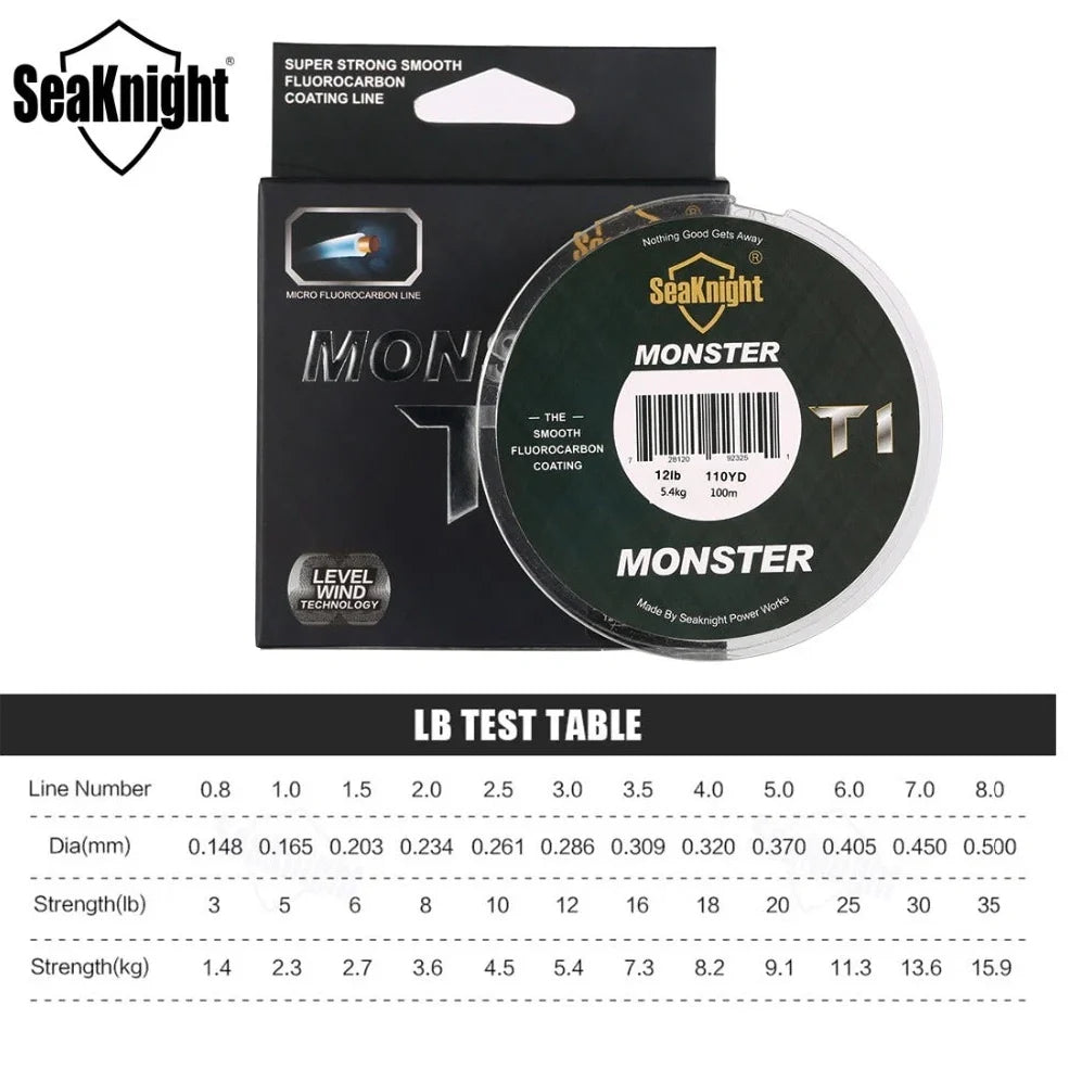 Transparent carbon fibre coated fishing line 100m spool in sizes 0.8 to 8.0 for strong UK angling