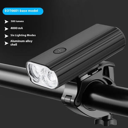 Aluminium alloy bicycle headlight with USB Type-C charging port and quick release mounting base