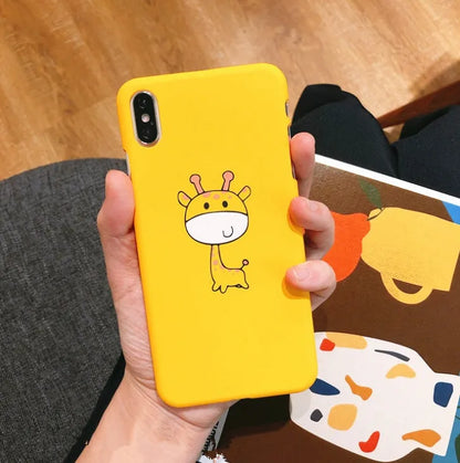Cartoon giraffe phone case for iPhone 7 8 Plus, soft TPU silicone back cover, available in colours C to H.