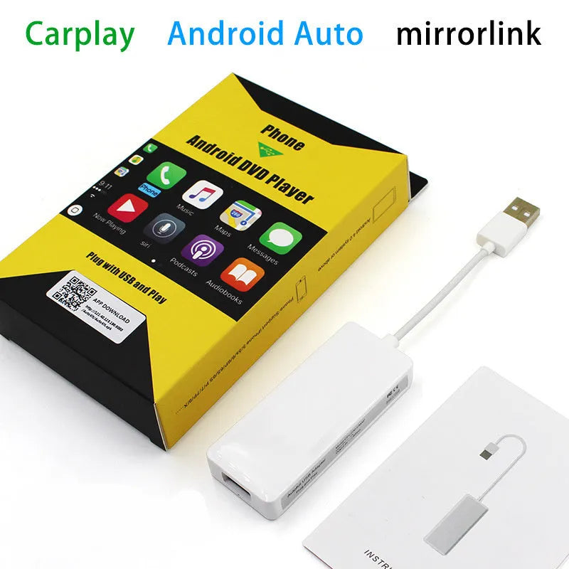 Android CarPlay USB adapter module for vehicle navigation systems in black and white colour options