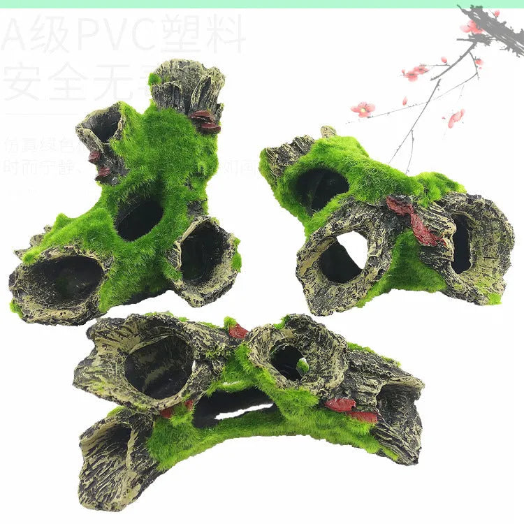 Synthetic resin aquarium shrimp cave house, medium 155g, decorative landscaping shelter with inkjet finish