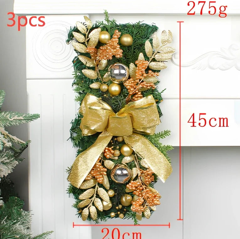 Red upside down glowing Christmas tree plastic door curtain pendant, 100-150cm height, lightweight hanger for holiday decor
