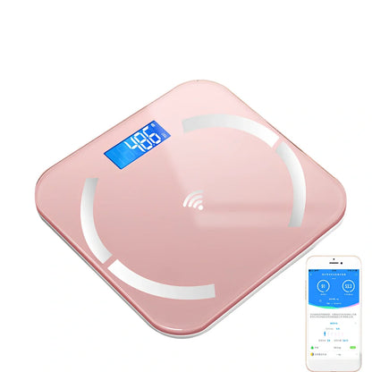 Youmei digital weight scale with 6mm tempered glass surface and blue backlit LCD display