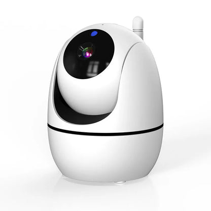 White HD wireless baby monitor with 5-inch LCD screen on a table