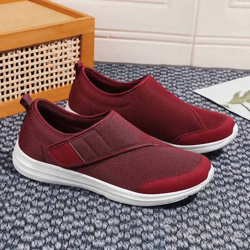 Outdoor walking shoes with mesh upper and velcro closure in multiple colours