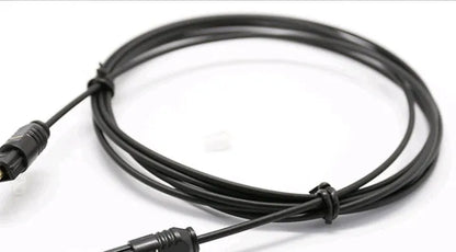 OD2.2 digital audio optical cable with Toslink connectors on a white background.