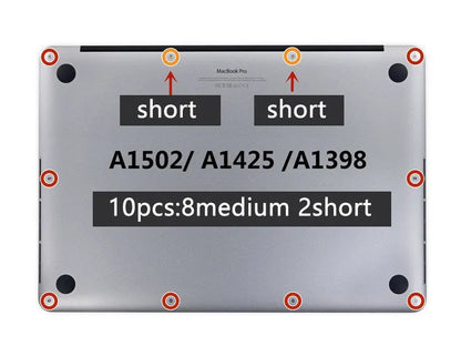 Ten metal screws for MacBook Pro Retina A1502 A1398 A1425 bottom shell and rear cover replacement