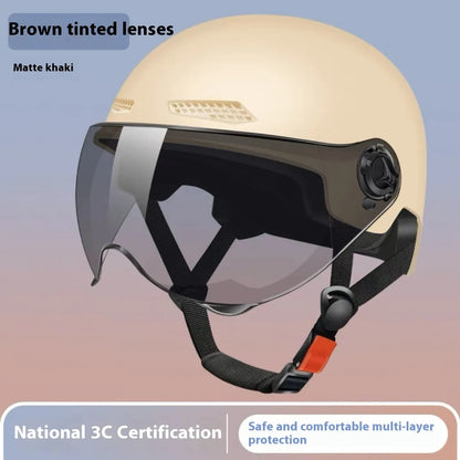 3C certified electric battery motorcycle helmet with sun protection feature in polypropylene construction