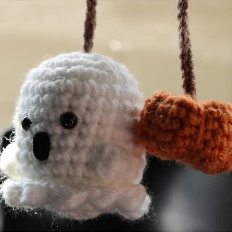 Plush hand-woven car hanging ornament with Halloween cartoon character design