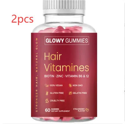 A bottle of halal-certified biotin gummy candies containing Vitamin D