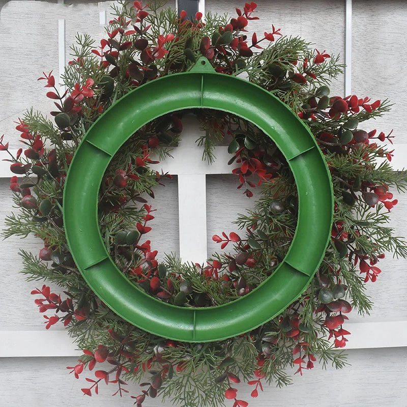 45cm artificial cherry pattern Christmas wreath with LED lights for festive decoration