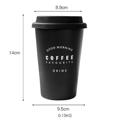 ROKEN stainless steel drinking cup with screw-on lid and reusable straw in COFFEE black colour
