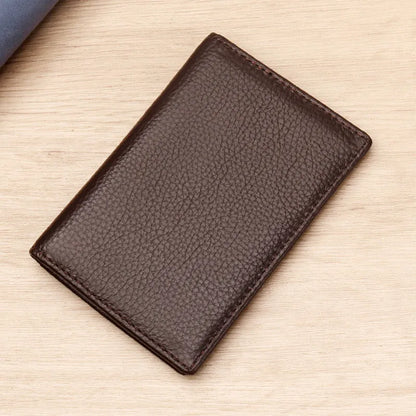Men's black and brown genuine leather credit card holder with urban simplicity design