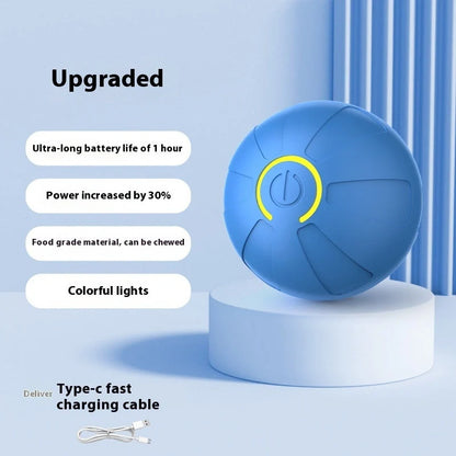 Luminous silicone electric jumping ball for dogs in blue and orange