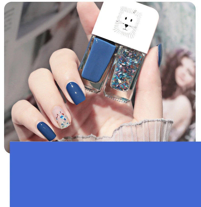Dual-Tone Nail Polish Set with 10 vibrant shades, featuring long-lasting, quick-drying, and fade-resistant formula infused with nourishing calcium-based oil