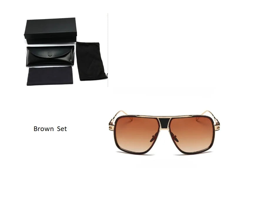 Men's square UV400 sunglasses with 59mm lens width, plastic and metal frame, goggle style