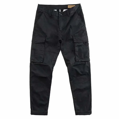 Men's multi-pocket labour protection trousers in solid colour with cropped length design