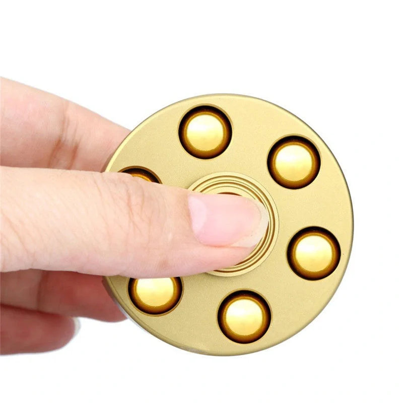 Brass gun revolver bullet fidget spinner with detachable rotating top