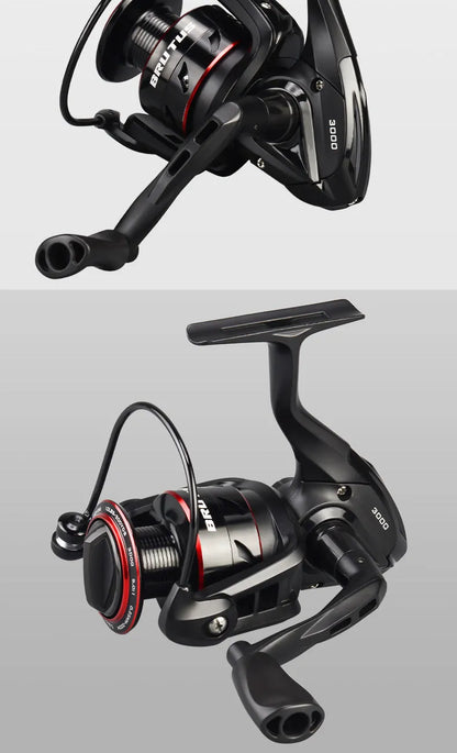 All-metal spinning fishing reel shown with series size options 2000, 3000, 4000, 5000.