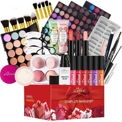 POPFEIL Yuan green mermaid makeup set POP003E, a complete cosmetic kit open to show contents.