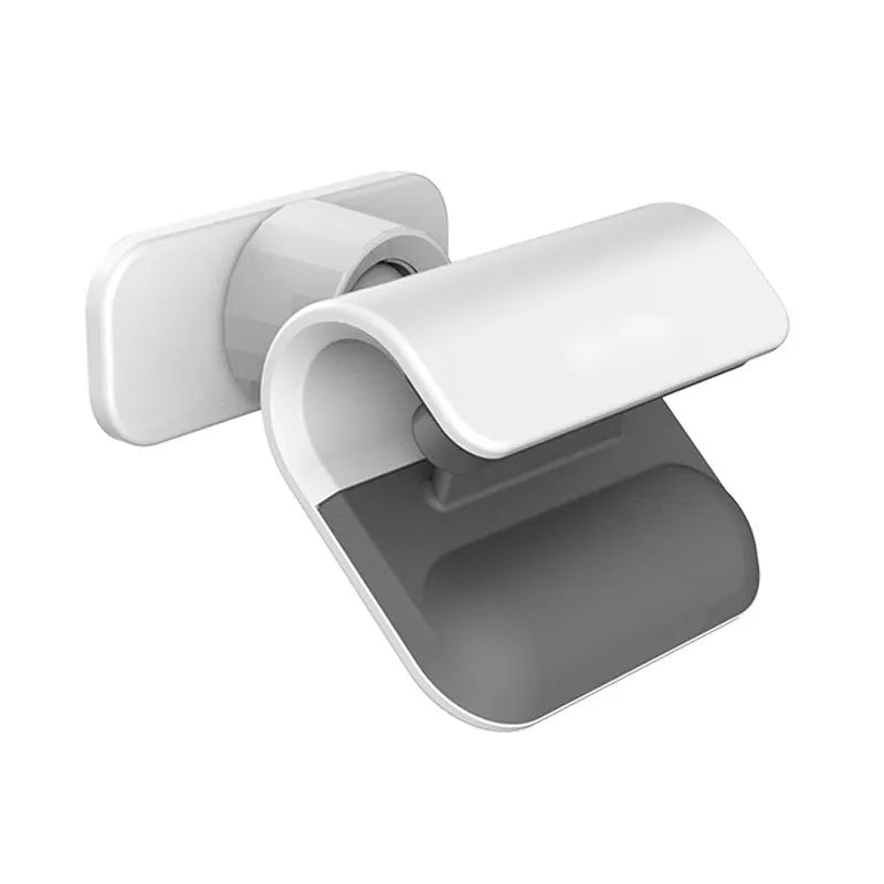 Black universal car phone holder with 360-degree rotation mounted on a car air vent, holding a mobile phone.