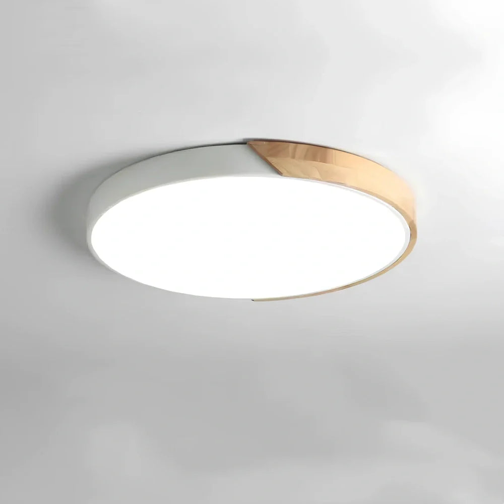 Modern circular ceiling lamp with remote control in black finish, 5cm height, suitable for bedrooms and living rooms