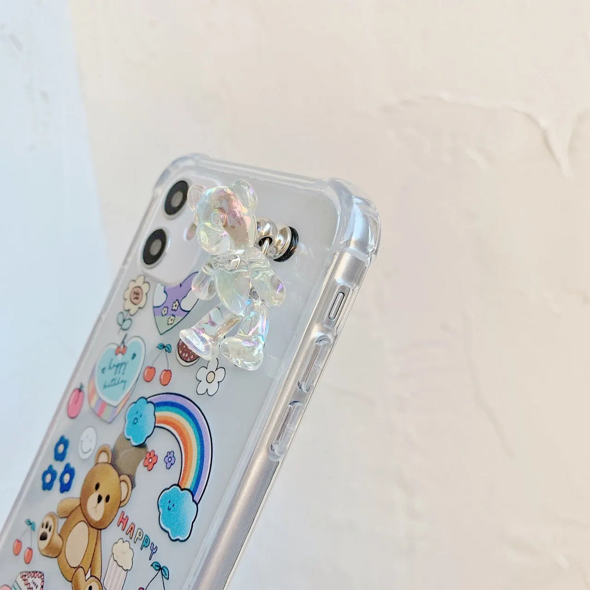 Bear chain protective phone case for iPhone with Japanese Korean cartoon design