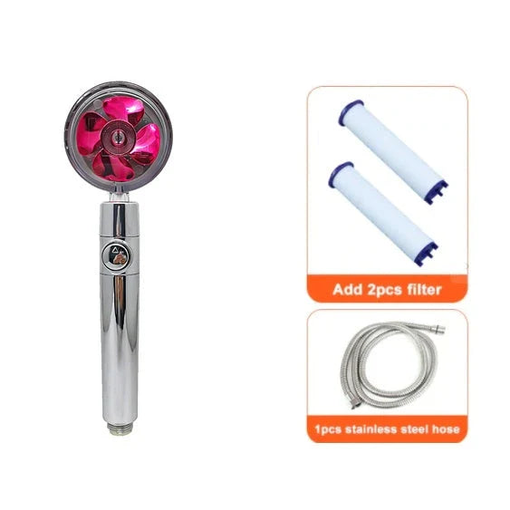 360° Rotating Shower Head with Built-In Fan - Premium ABS Plastic Construction, Water-Saving High-Pressure Spray