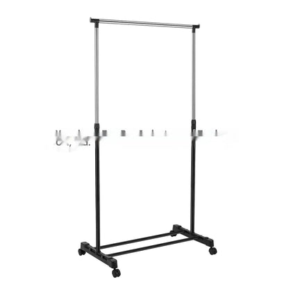Stainless steel floor laundry rack, adjustable height 80-160cm, 78x42cm base, modern simplicity style, with alloy hanger.