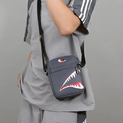 Men's small crossbody bag with animal print pattern in Oxford cloth material
