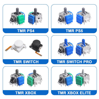 Single black Hall effect magnetic replacement joystick for PS5, PS4, Switch and XBOX controllers.