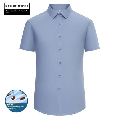 Men's slim fit bamboo fibre formal shirt with square collar, shown in a solid colour.