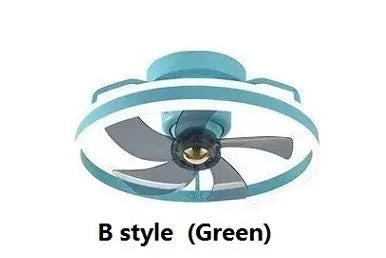 Modern white ceiling fan lamp with integrated light and PC plastic blades.