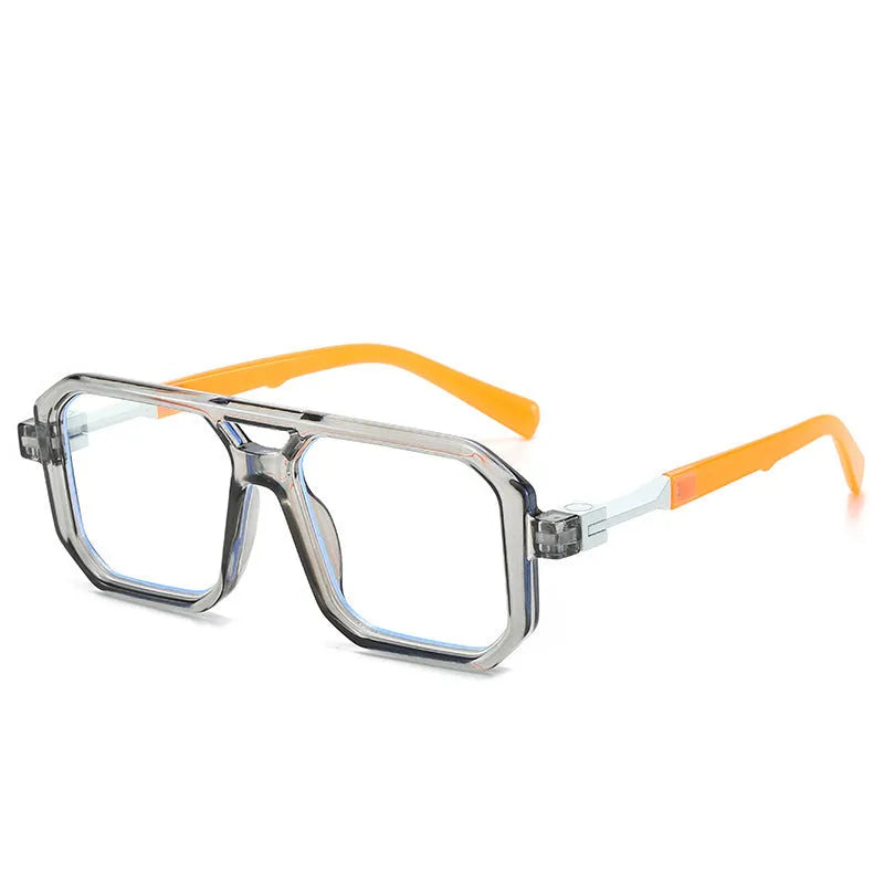 Retro style pilot sunglasses with a double beam metal frame and grey tinted lenses.