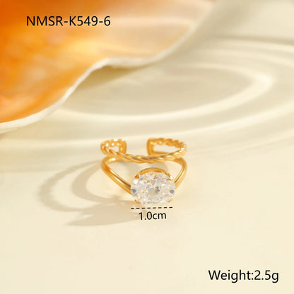 Gold electroplated stainless steel ring with heart shape design and open mouth fitting