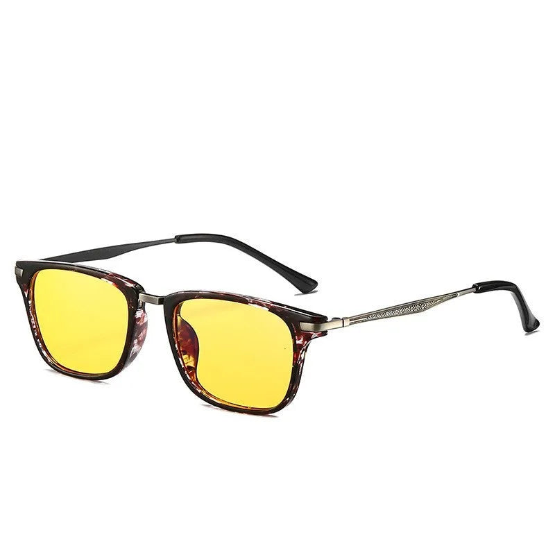 Full frame anti-blue light myopia glasses for men, square TR90 and metal frame with PC lens, retro literary style