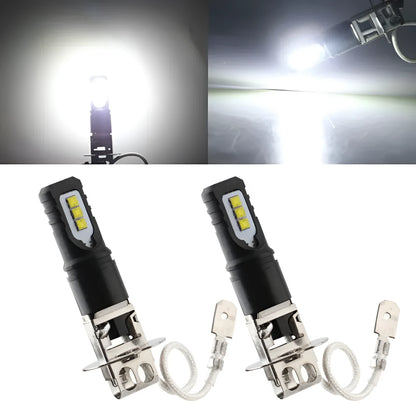 Aluminium alloy car fog lamp bulb for H1 and H3 formats with white 6500K light.