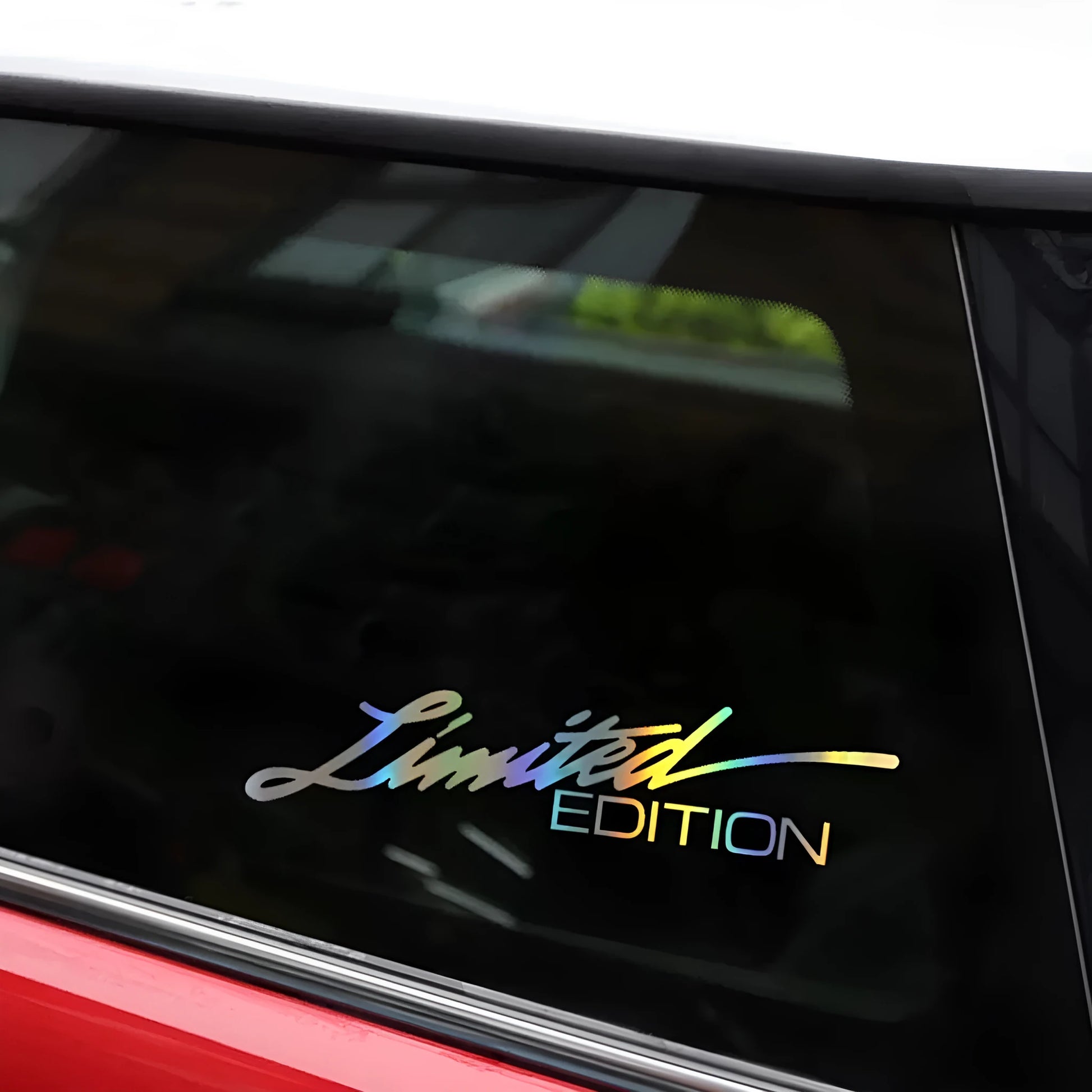 Black laser reflective car sticker with text design on PET material