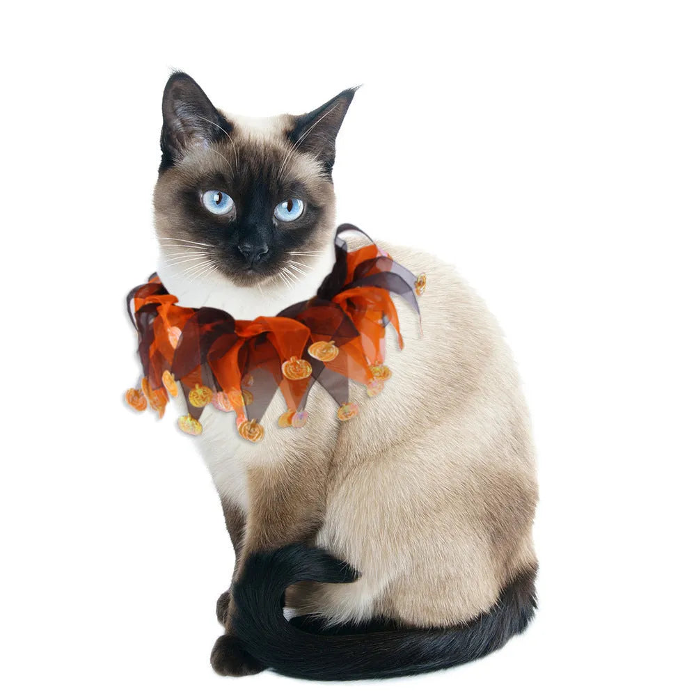 Tie-dye cloth dog collar in seasonal Christmas and Halloween colour designs