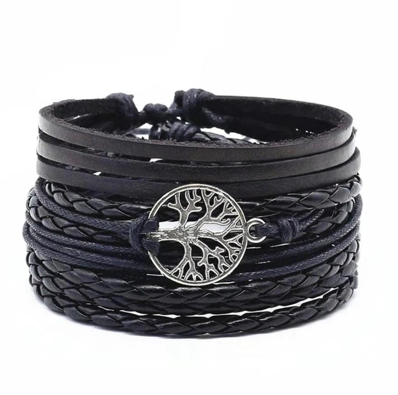 Men's vintage braided leather bracelet, a stylish and durable accessory for any occasion.