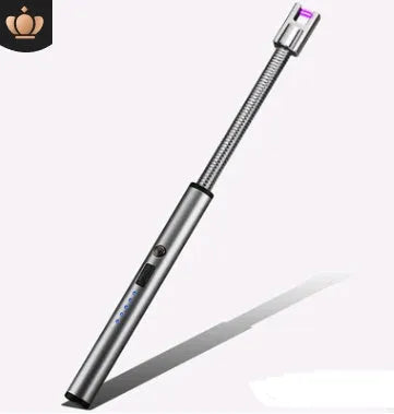 Rechargeable windproof electric lighter, 255mm zinc alloy PVD ice plated, USB charging, 360 rotation, multiple colours