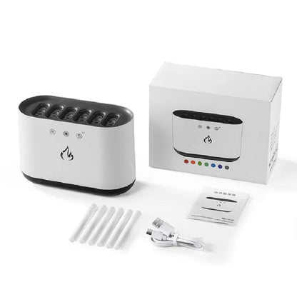 White Dynamic Pickup humidifier with atmosphere light and aromatherapy tray on a tabletop.