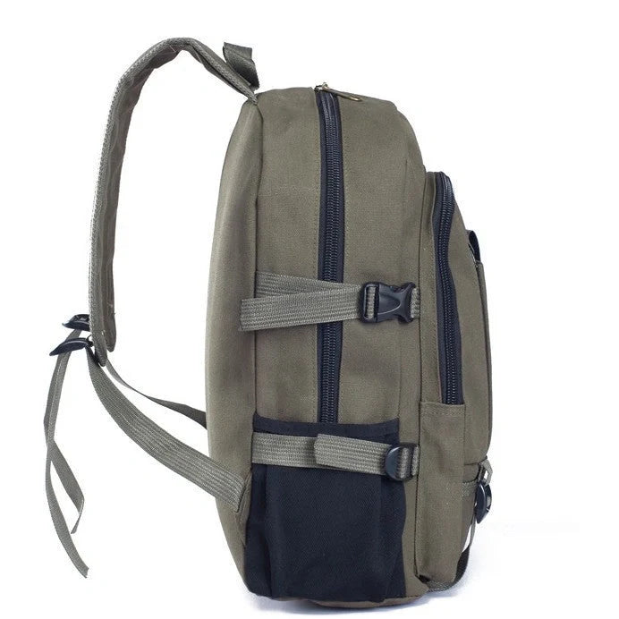Stylish men's canvas backpack with zipper, perfect for students and professionals