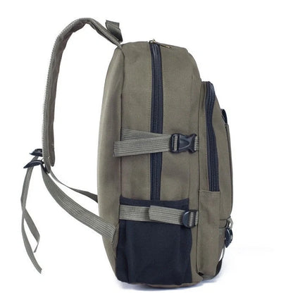 Stylish men's canvas backpack with zipper, perfect for students and professionals